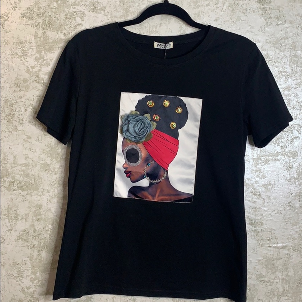 Girl with flower patch t-shirt